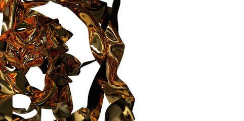 Fototapeta na wymiar Gilded Waves: Abstract 3D Gold Cloth Illustration with Fluid and Dynamic Motions