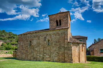 Fototapeta na wymiar The church of San Caprasio is a small medieval church in Aragon located in Santa Cruz de la Serós (province of Huesca, Spain)