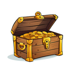 2D cartoon style treasure box vector, white background