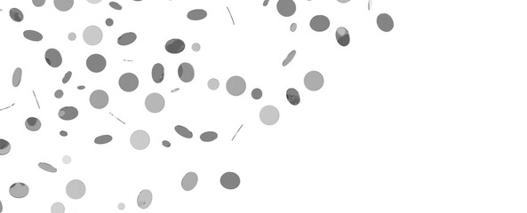 Glorious Cascade: Exquisite 3D Illustration of Glowing silver Confetti