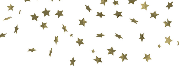 Stars - Banner with golden decoration. Festive border with falling glitter dust and stars.