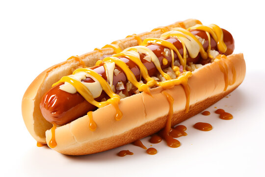 Delicious hotdog image isolated on white background