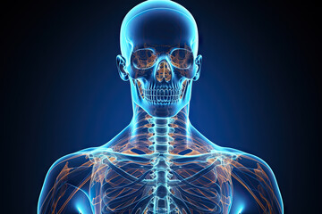 A human skeleton is shown in this image created with generative AI technology - obrazy, fototapety, plakaty