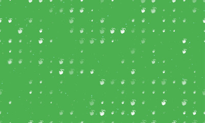 Seamless background pattern of evenly spaced white washing hands symbols of different sizes and opacity. Vector illustration on green background with stars