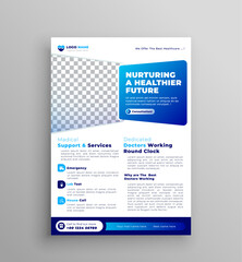 Modern Medical Healthcare Services poster and flyer template design. Modern Flyer design with blue color decoration. Suitable for social media, websites, flyers, and banners.