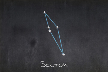 Scutum constellation drawn on a blackboard