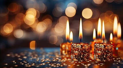 Bokeh light effect, Sylvester New Year gold glitter, Fireworks celebration background