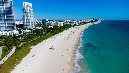 Visão aérea da orla da praia de miami florida