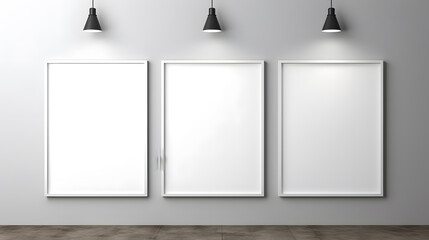 Blank white frames on the wall mockup