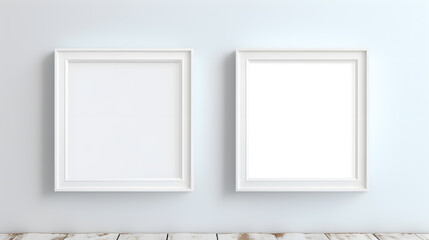 Blank white frames on the wall mockup