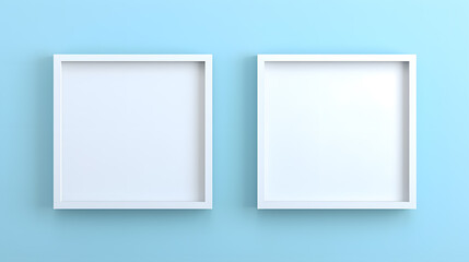Blank white frames on the wall mockup