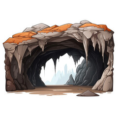 2D vector cave white background .