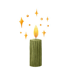 stylish modern ribbed candle. Candle with shine. Isolated object