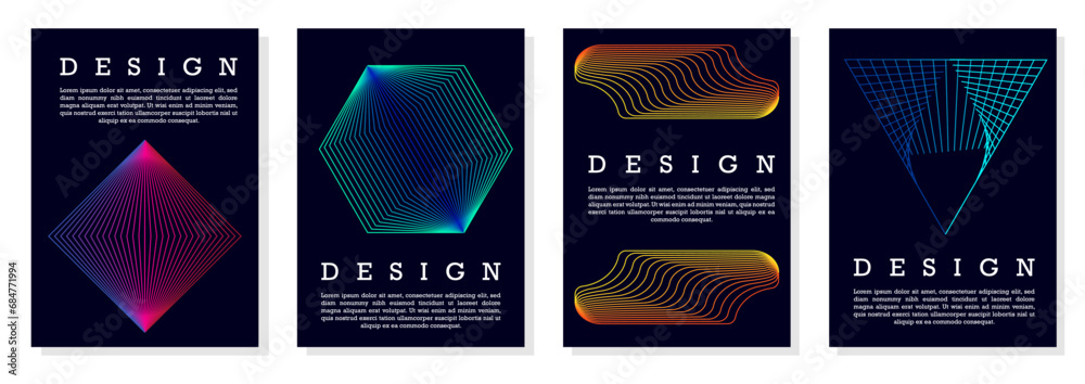 Canvas Prints abstract posters set. gradient minimalistic geometri figures. cyberspace and metaverse, virtual real