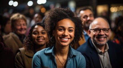 Obraz premium Diverse group indoors, a harmonious blend of races and ages, sharing moments of unity, connection, and cultural diversity