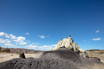 Volcanic black and gray geologic formation in Little Book Cliffs National Monument near Grand...