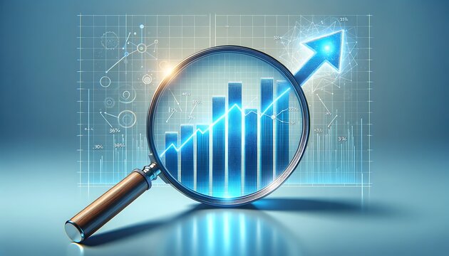 Loupe sur Statistiques et Graphique: Courbe de Croissance, Croissance Économique, Analyse Marché, Performance Financière, Tendances, Intelligence d'Affaires, Prévision, Audit