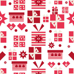 seamless pattern Christmas gift boxes vector