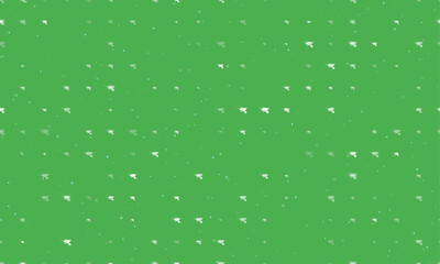 Seamless background pattern of evenly spaced white garden carts of different sizes and opacity. Vector illustration on green background with stars
