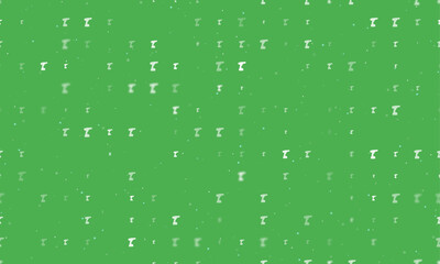 Seamless background pattern of evenly spaced white electric screwdriver symbols of different sizes and opacity. Vector illustration on green background with stars