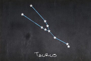Taurus constellation drawn on a blackboard