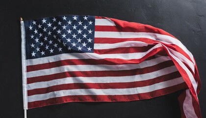 national flag of united states of america isolated on black memorial day concept