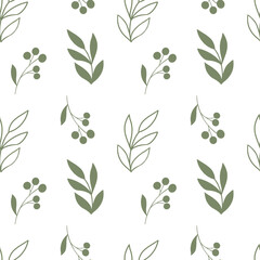 Seamless pattern with vector leaves