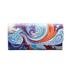 Women's leather wallet with patterns isolated on transparent and white background. PNG transparent