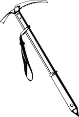 Cartoon Black and White Isolated Illustration Vector Of A Climbers Axe