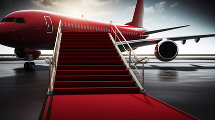 red carpet with a red carpet in a airport. the concept of business.