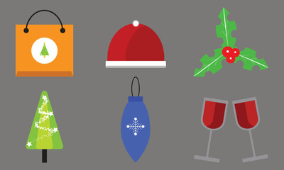 set of christmas icons, Christmas flat icon set.