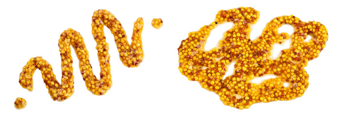 french mustard isolated on white background with full depth of field. Top view. Flat lay.