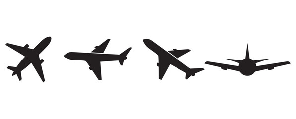 Airplane silhouette set stock illustration
