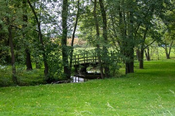 Little stream flowing through a beautiful park.