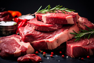 Assortment Assortment of fresh raw meatof fresh raw meat