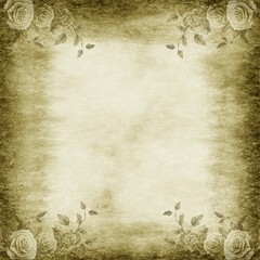 Beautiful vintage background with roses and flowers frame effect, shabby, space for text, background and soft edges