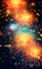 fireworks on the night sky fireworks, celebration, firework, night, fire, holiday, explosion, sky, display, light, festival, 