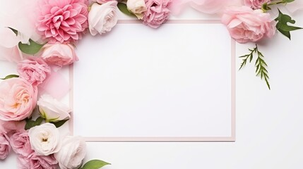 Obraz na płótnie Canvas A frame for wedding invitations with a top view