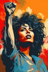 A painting of a woman with a fist. Feminist resistance concept illustration. March 8, international women day. © tilialucida
