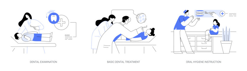 School dentist abstract concept vector illustrations.