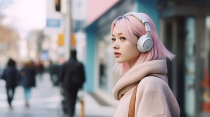Fototapeta premium person walking down the street in Harajuku Tokyo