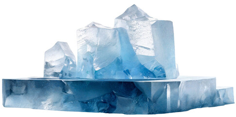 Ice rectangular pedestal with pieces of small ice floes.