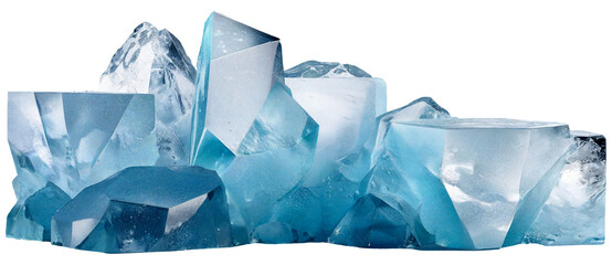 Frozen ice blocks in a horizontal line.