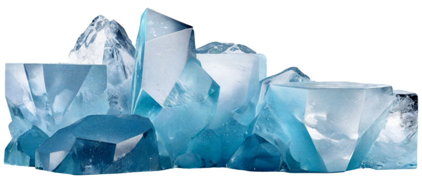 Frozen ice blocks in a horizontal line.