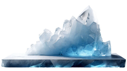 An ice mold with sharp edges on a frozen ice pedestal.