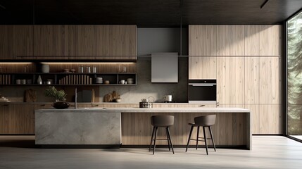 A kitchen with minimalistic forms: functionality without frills