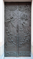 Decorative door gate of Przemysl Cathedral and Basilica in Przemysl, Poland