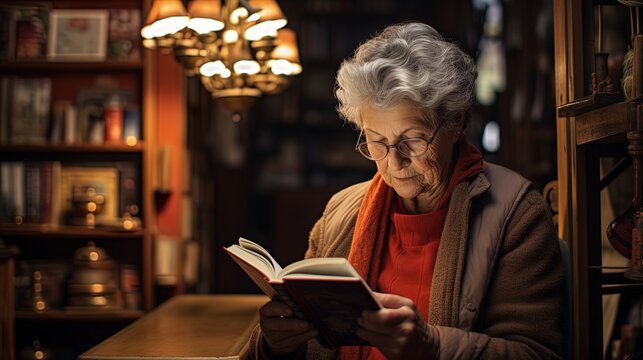 Grandmother Participating In A Local Book Club Discussing The Work