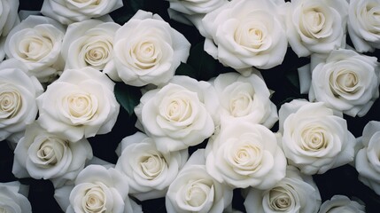 A view of white roses from above
