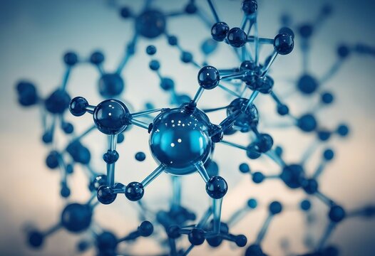 Abstract connection molecules transparent hydrogen with blue background